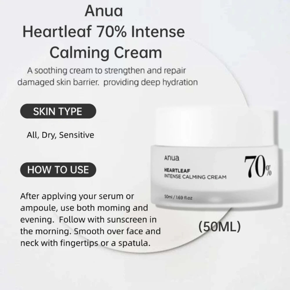 Crema de fata Heartleaf 70% Intense Calming, 50ml, Anua