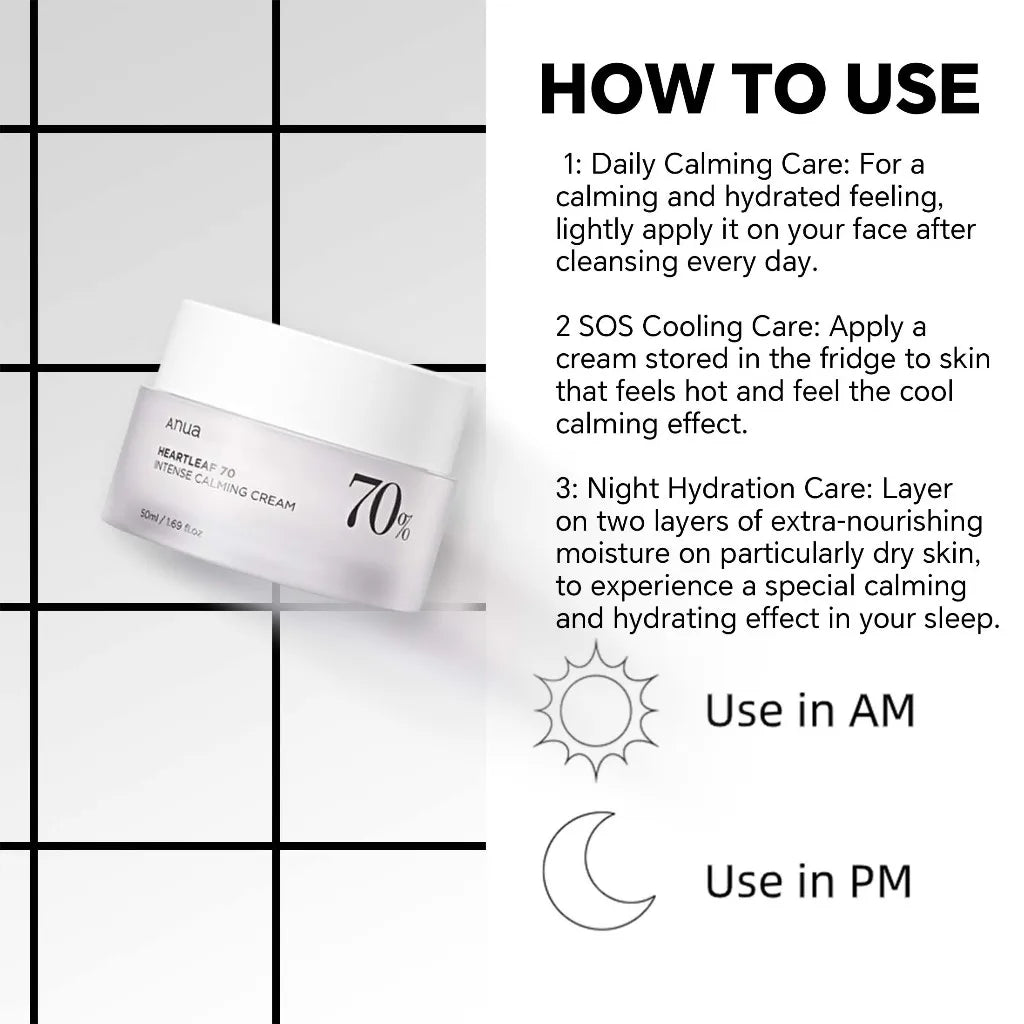 Crema de fata Heartleaf 70% Intense Calming, 50ml, Anua