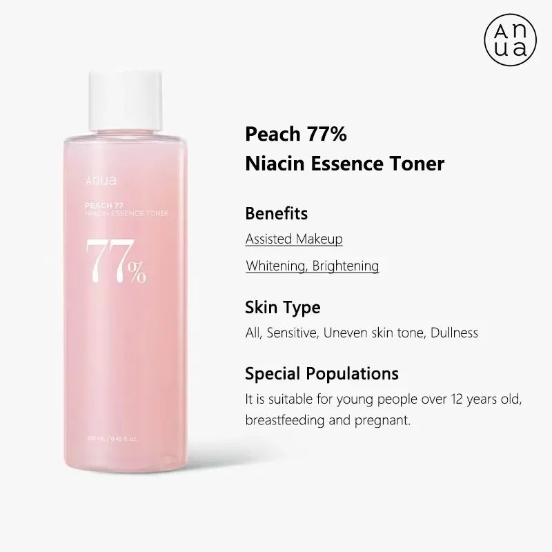 ANUA,Toner cu Niacinamida si 77% extract de piersica, 250ml